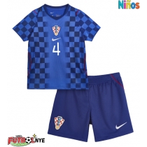 Camiseta Croacia Josko Gvardiol #4 Visitante Equipación para niños Mundial 2026 manga corta (+ pantalones cortos)